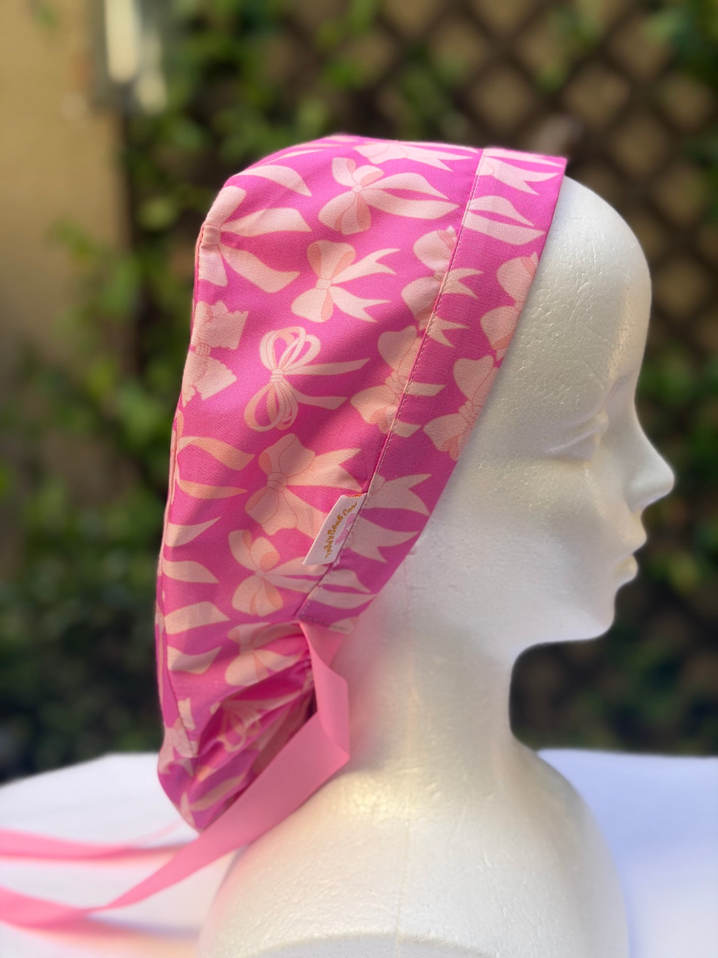 Hot pink  Ponytail Scrub Cap
