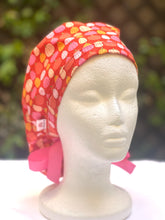 Load image into Gallery viewer, Pink pumpkin in orange Ponytail scrub cap
