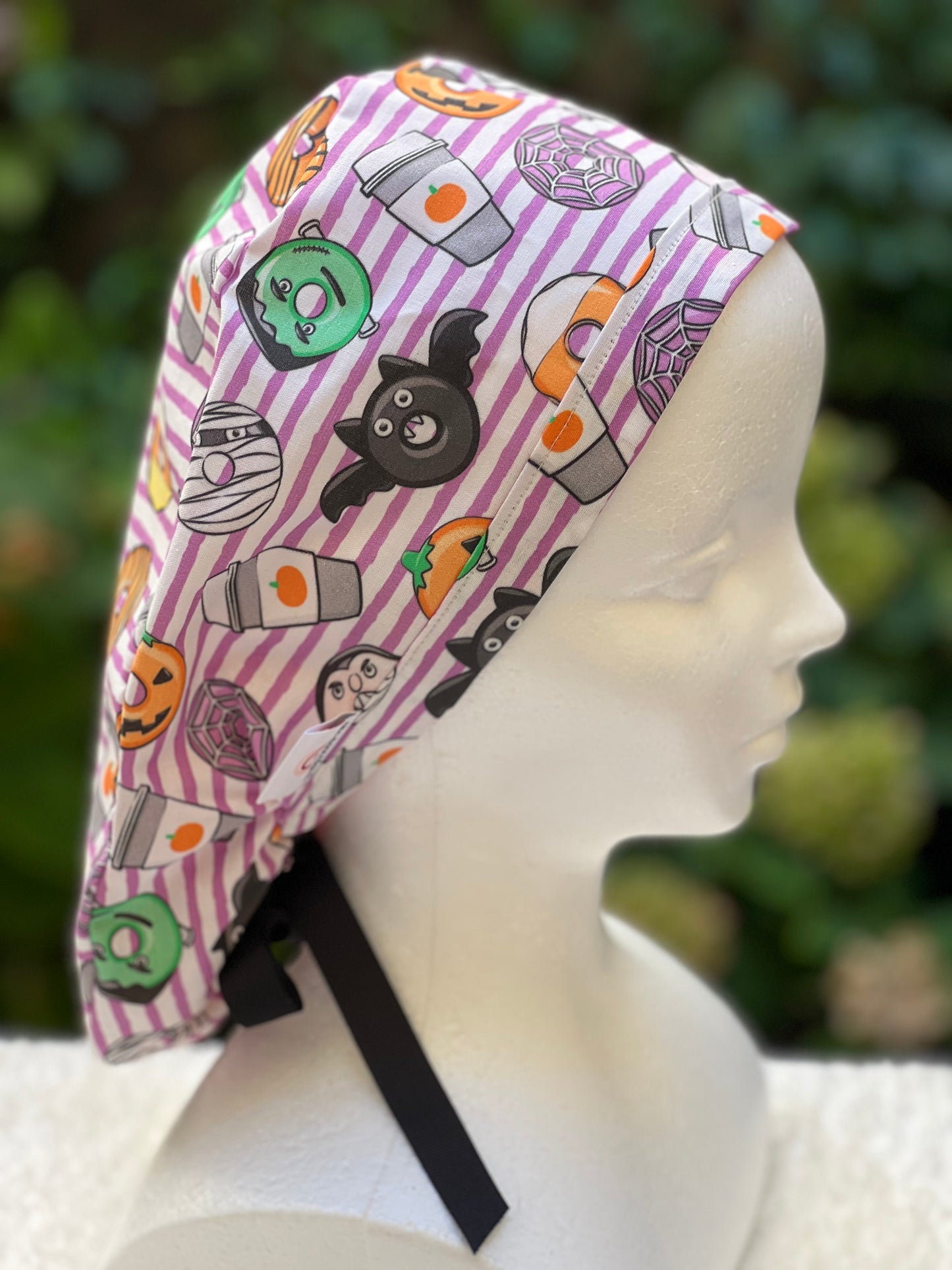 Purple Halloween scrub cap