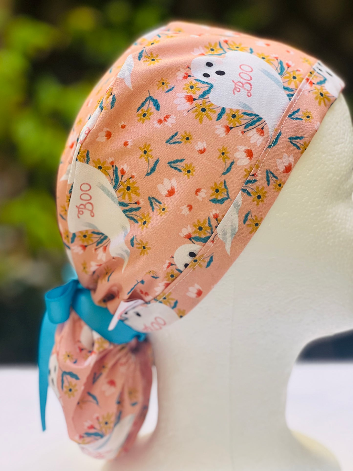 Ghost halloween Ponytail scrub cap
