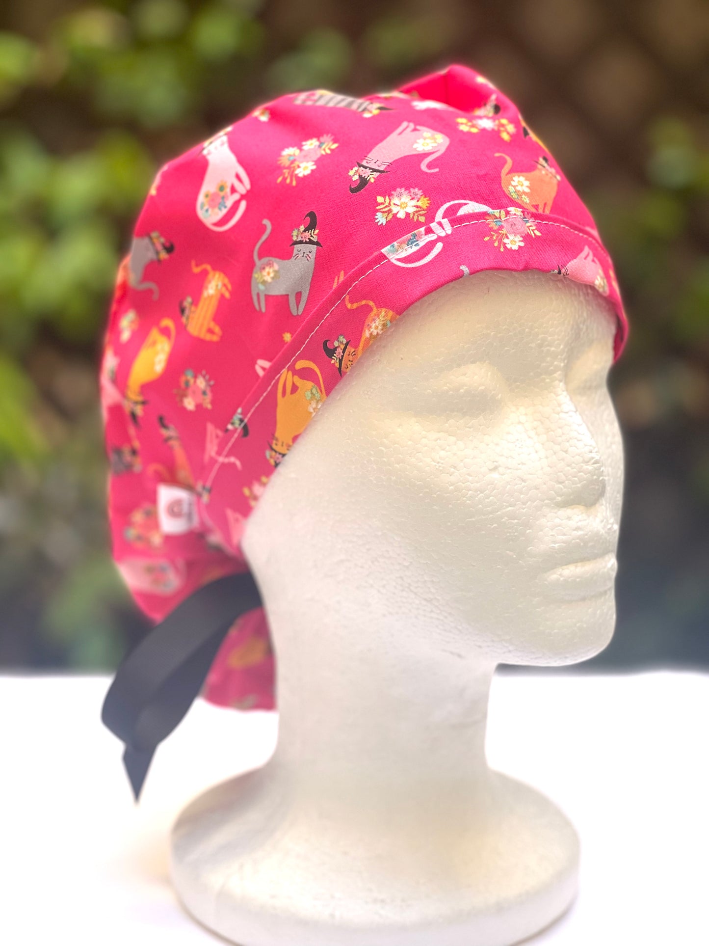 halloween kitty Ponytail scrub cap