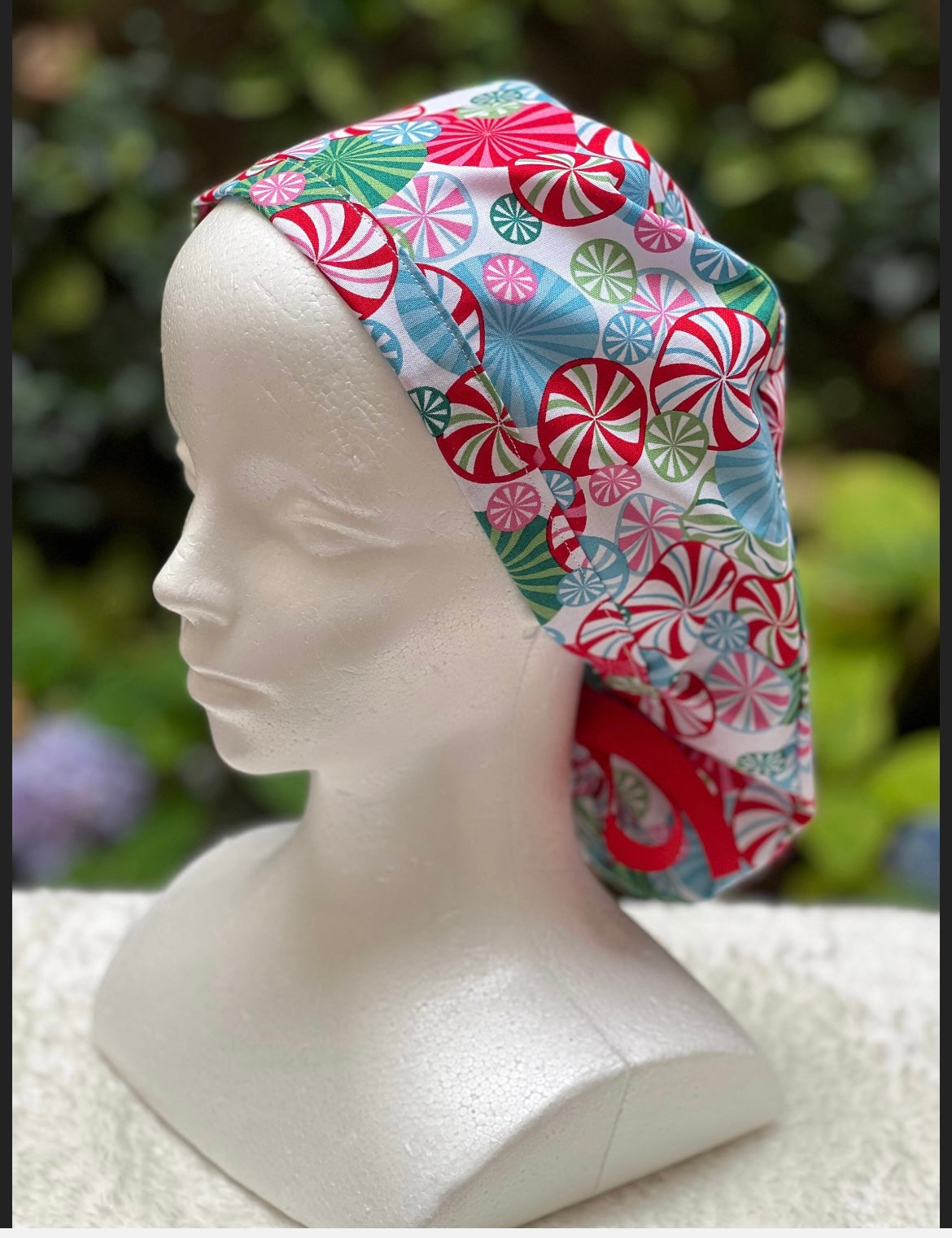 Candy Swirl ponytail scrub cap