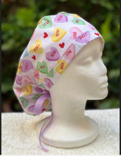 Load image into Gallery viewer, Candy Hearts Ponytail Scrub Cap
