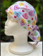 Load image into Gallery viewer, Candy Hearts Ponytail Scrub Cap
