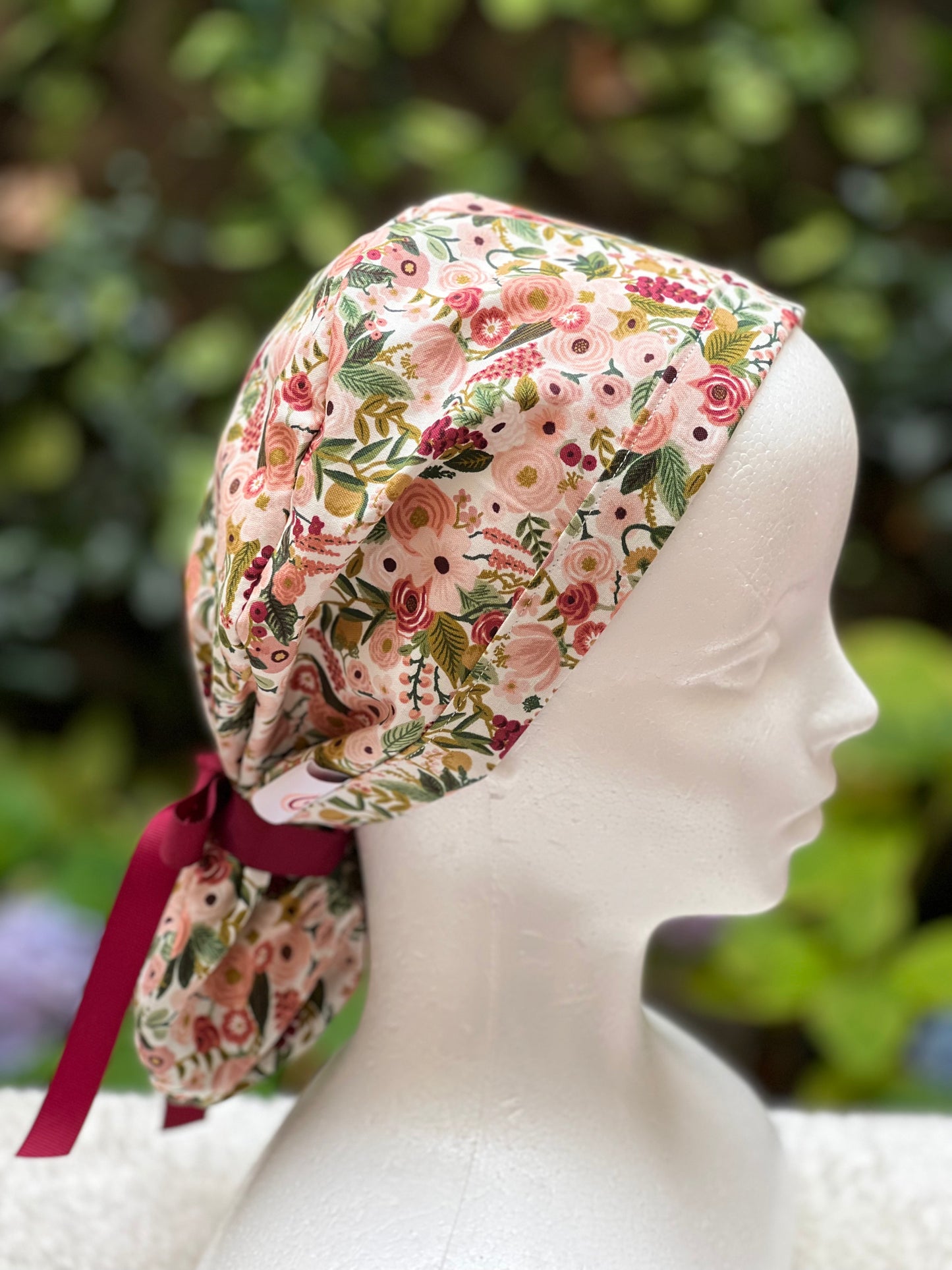 Ruby ponytail scrub cap
