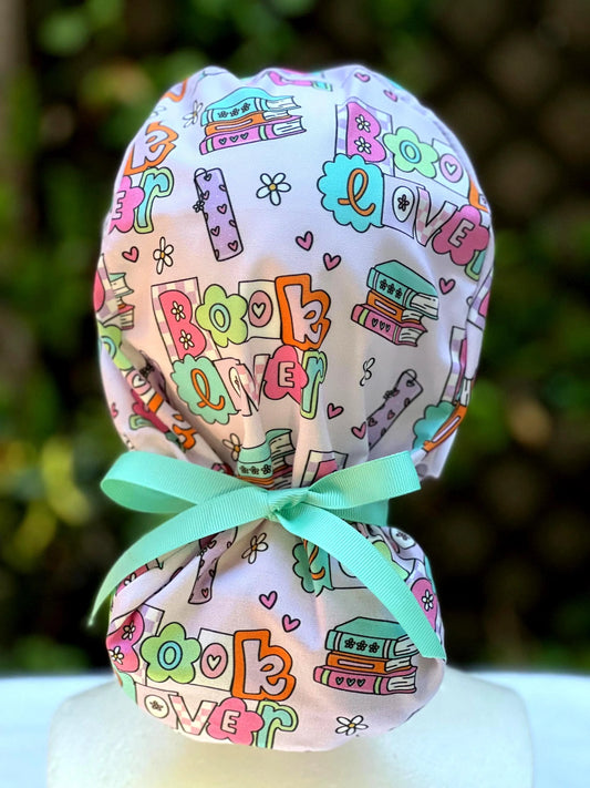 Book Lover  Ponytail Scrub Cap