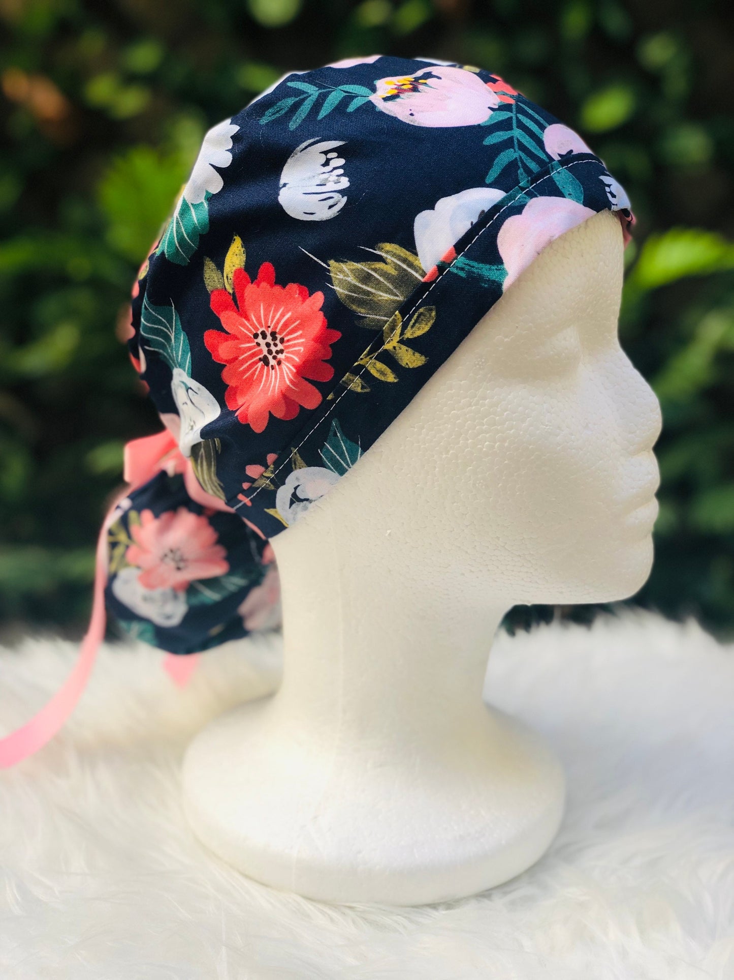 Navy Bloom - Ponytail Cap