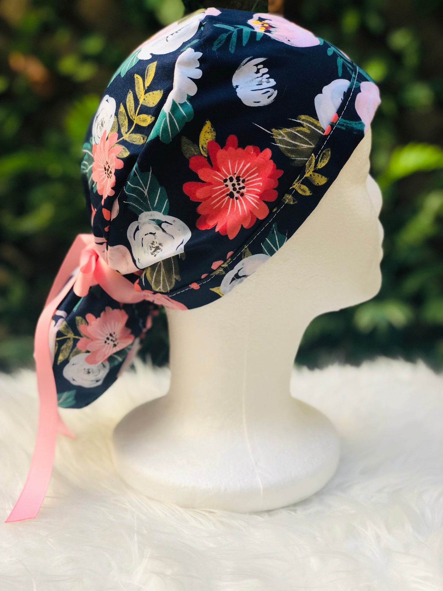 Navy Bloom - Ponytail Cap