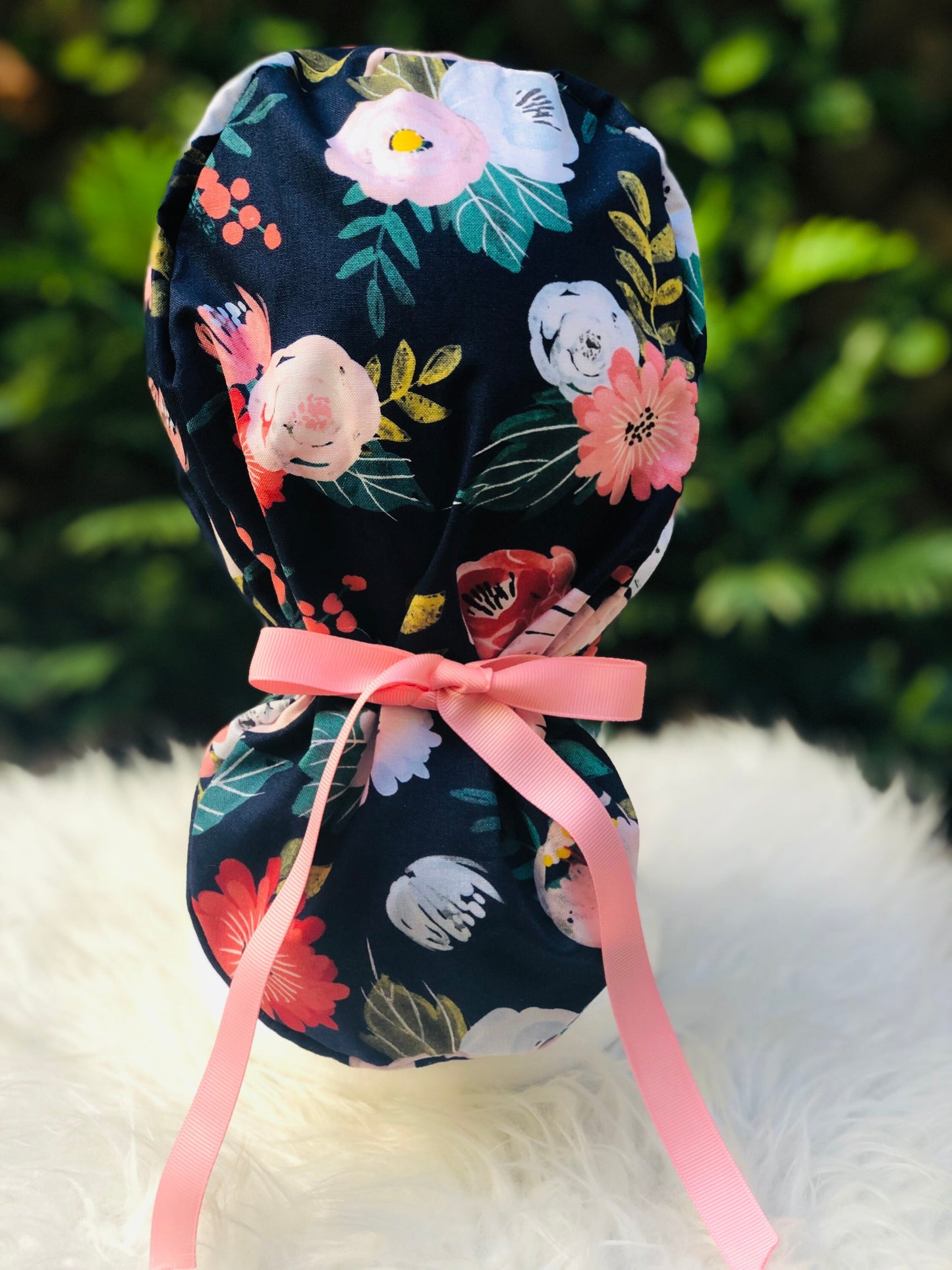 Navy Bloom - Ponytail Cap