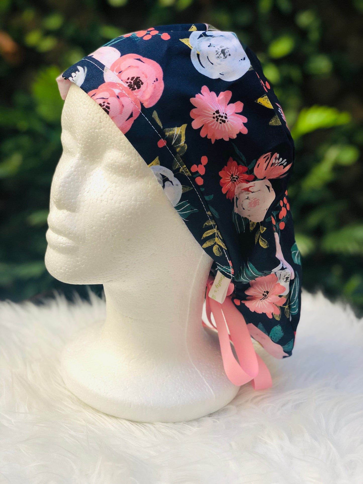 Navy Bloom - Ponytail Cap