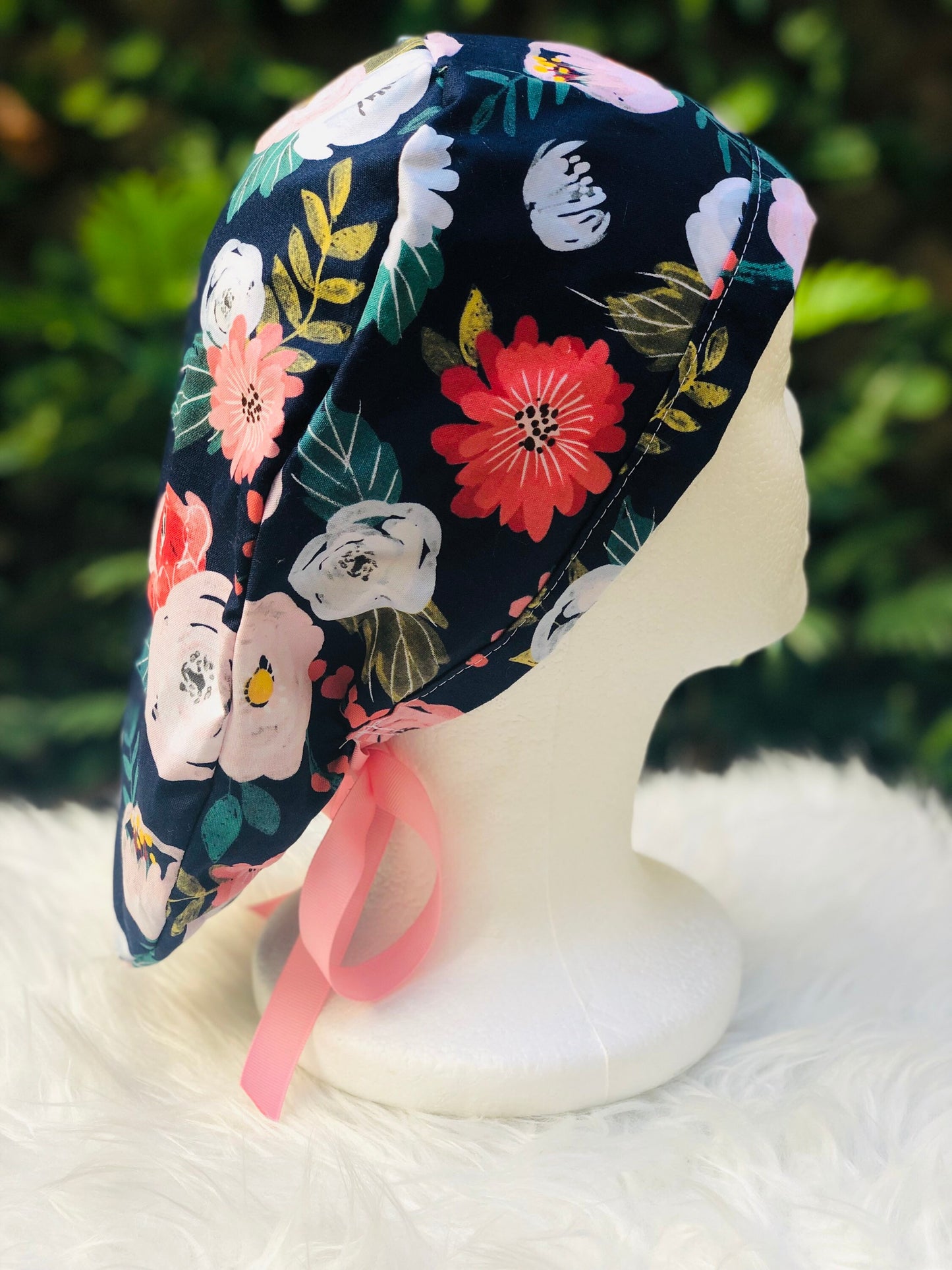 Navy Bloom - Ponytail Cap