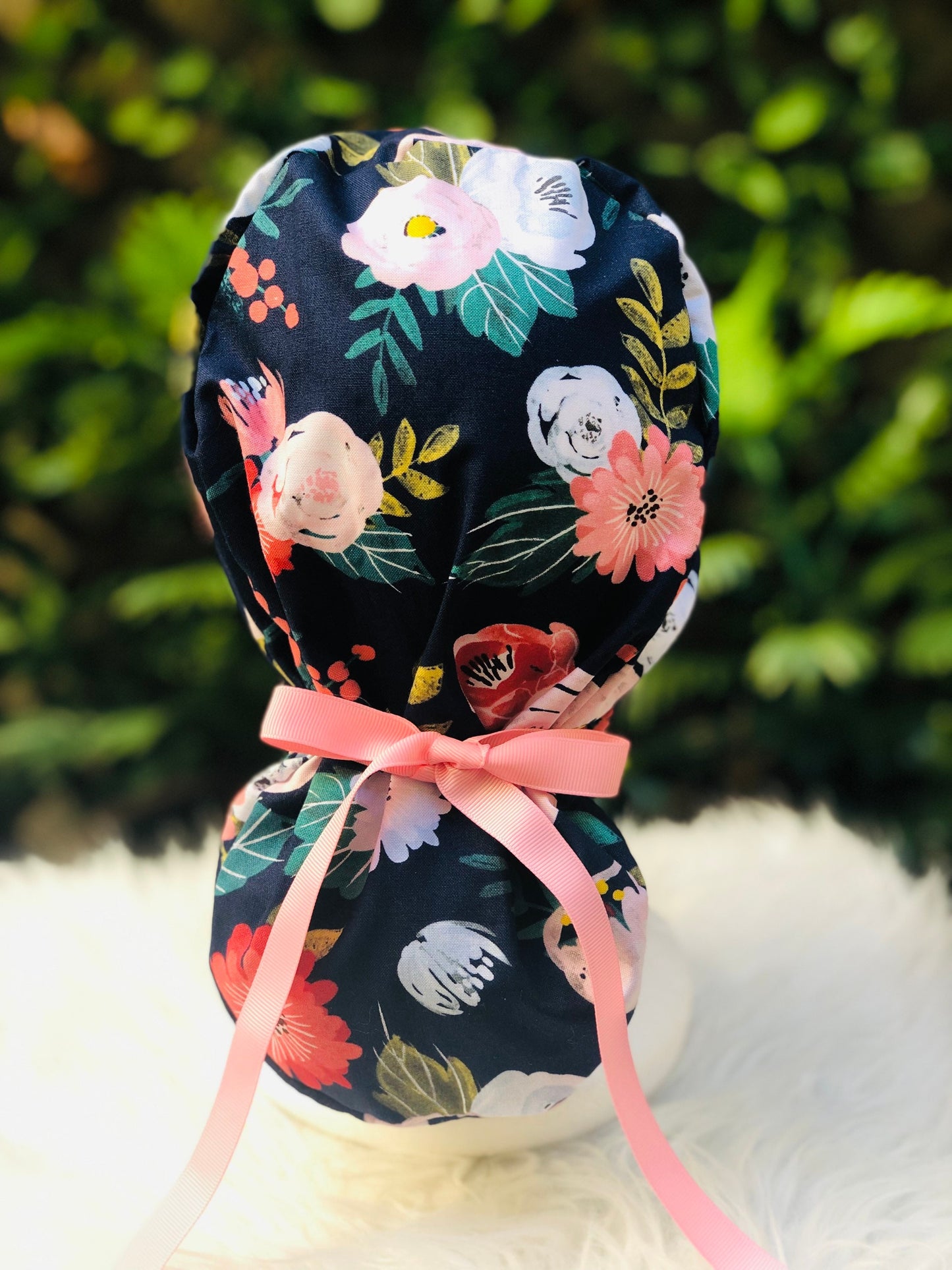 Navy Bloom - Ponytail Cap