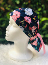 Load image into Gallery viewer, Navy Bloom - Ponytail Cap
