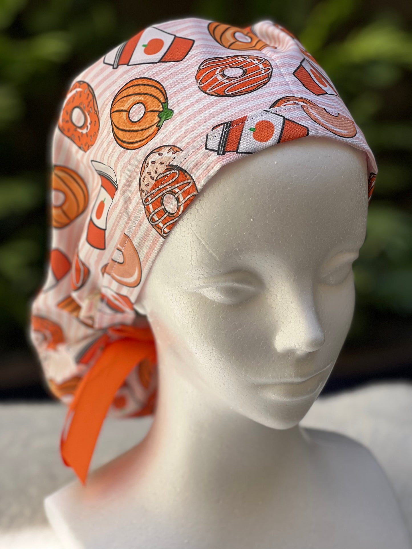 Pumpkin Spice Latte Ponytail scrub cap