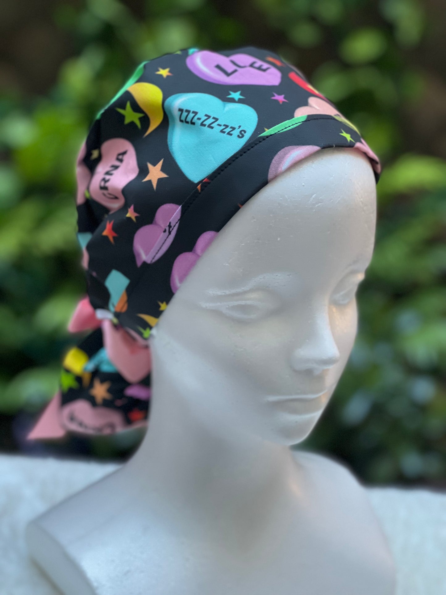 CRNA Valentine Ponytail Scrub cap