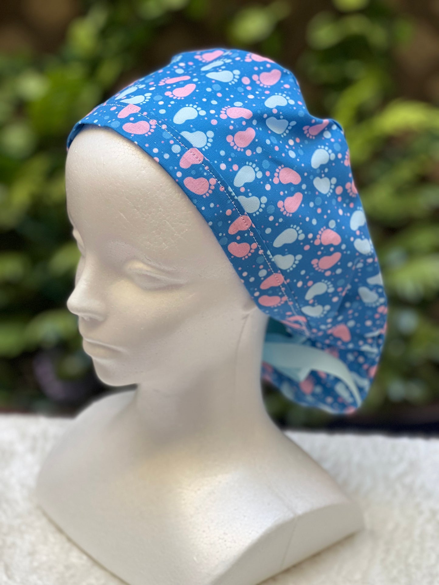 Baby Footprints  Ponytail Scrub Cap