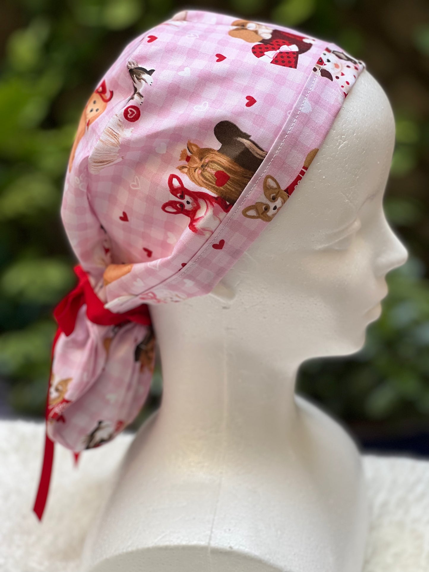 Cute puppy Valentines scrub cap