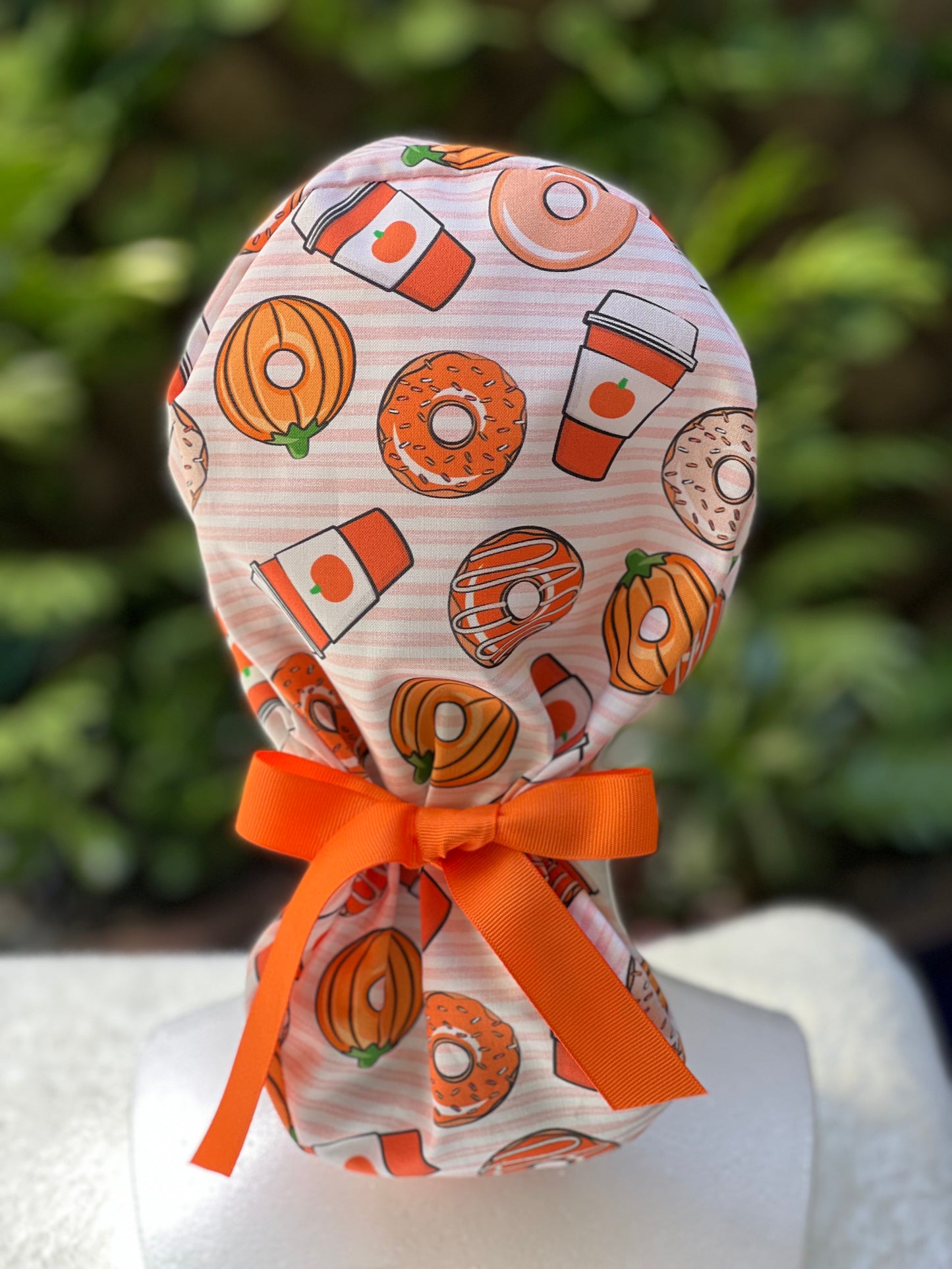Pumpkin Spice Latte Ponytail scrub cap