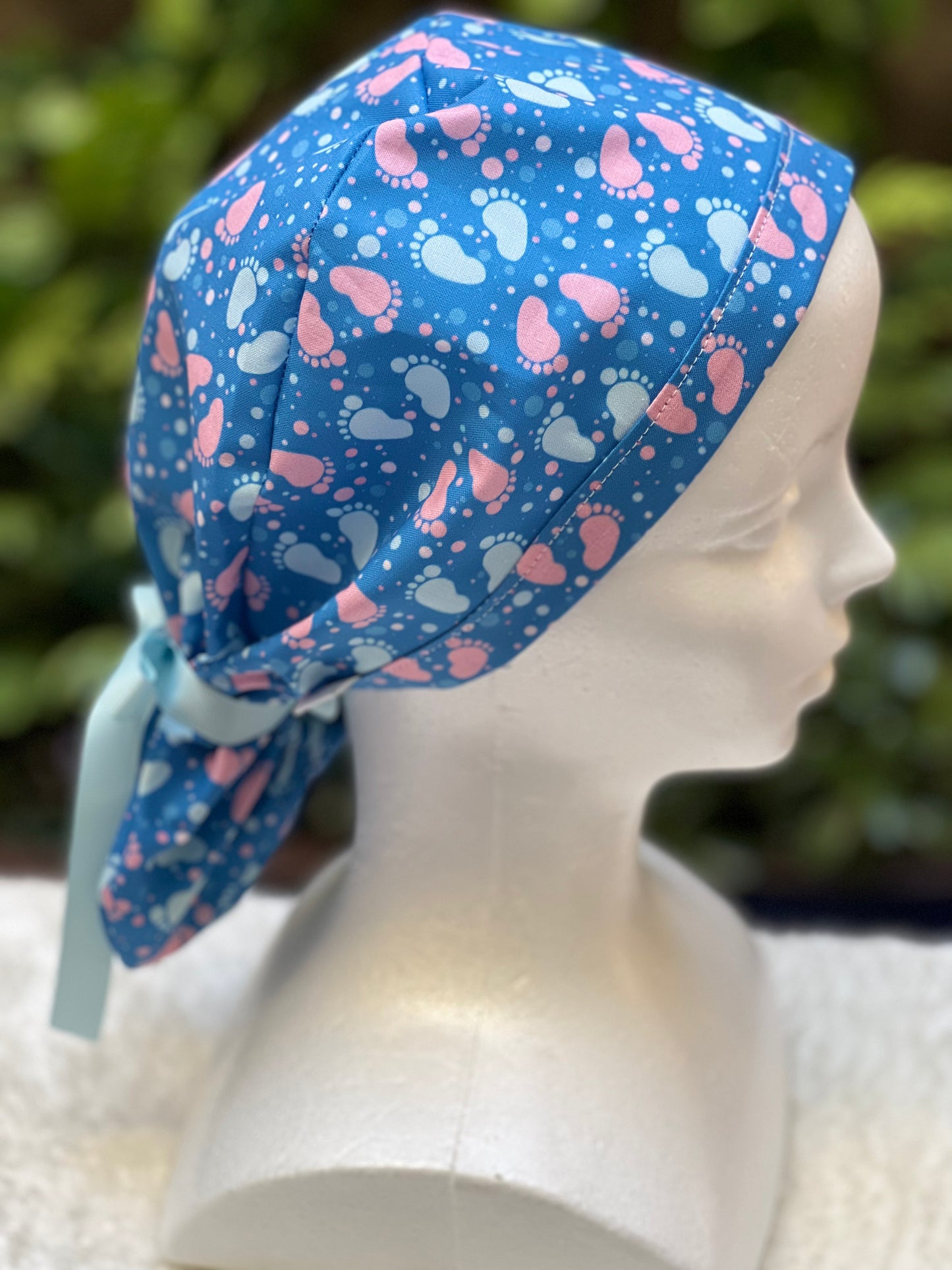 Baby Footprints  Ponytail Scrub Cap