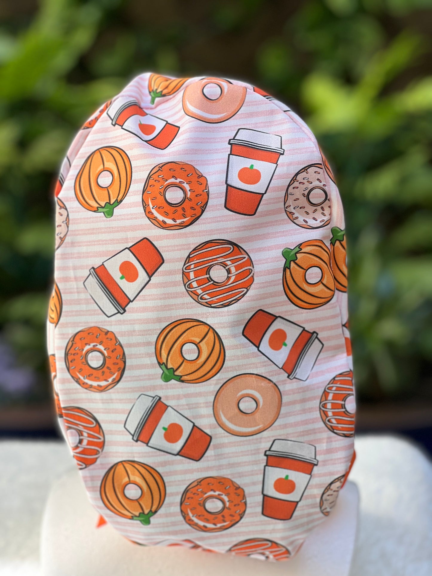 Pumpkin Spice Latte Ponytail scrub cap