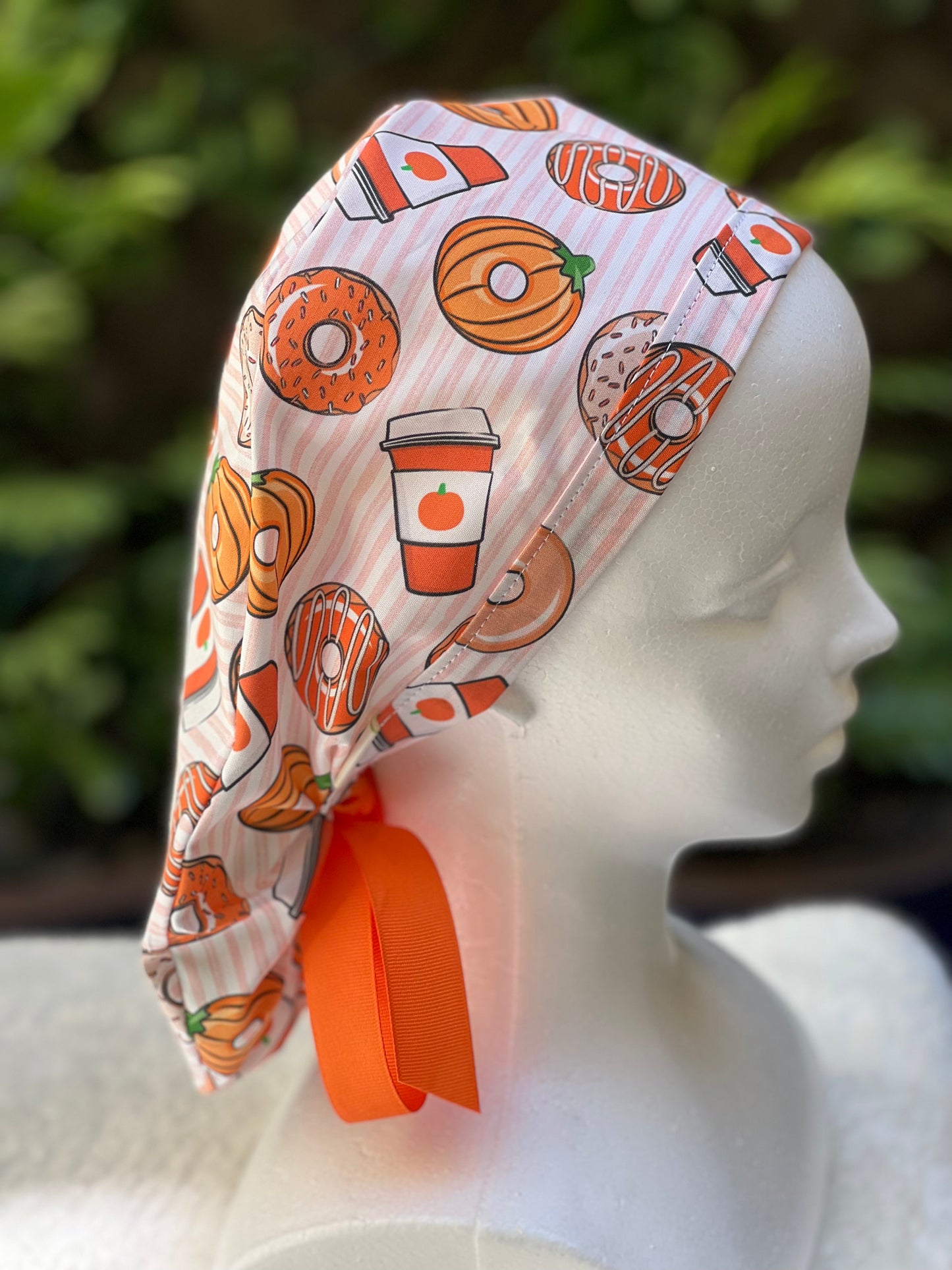 Pumpkin Spice Latte Ponytail scrub cap