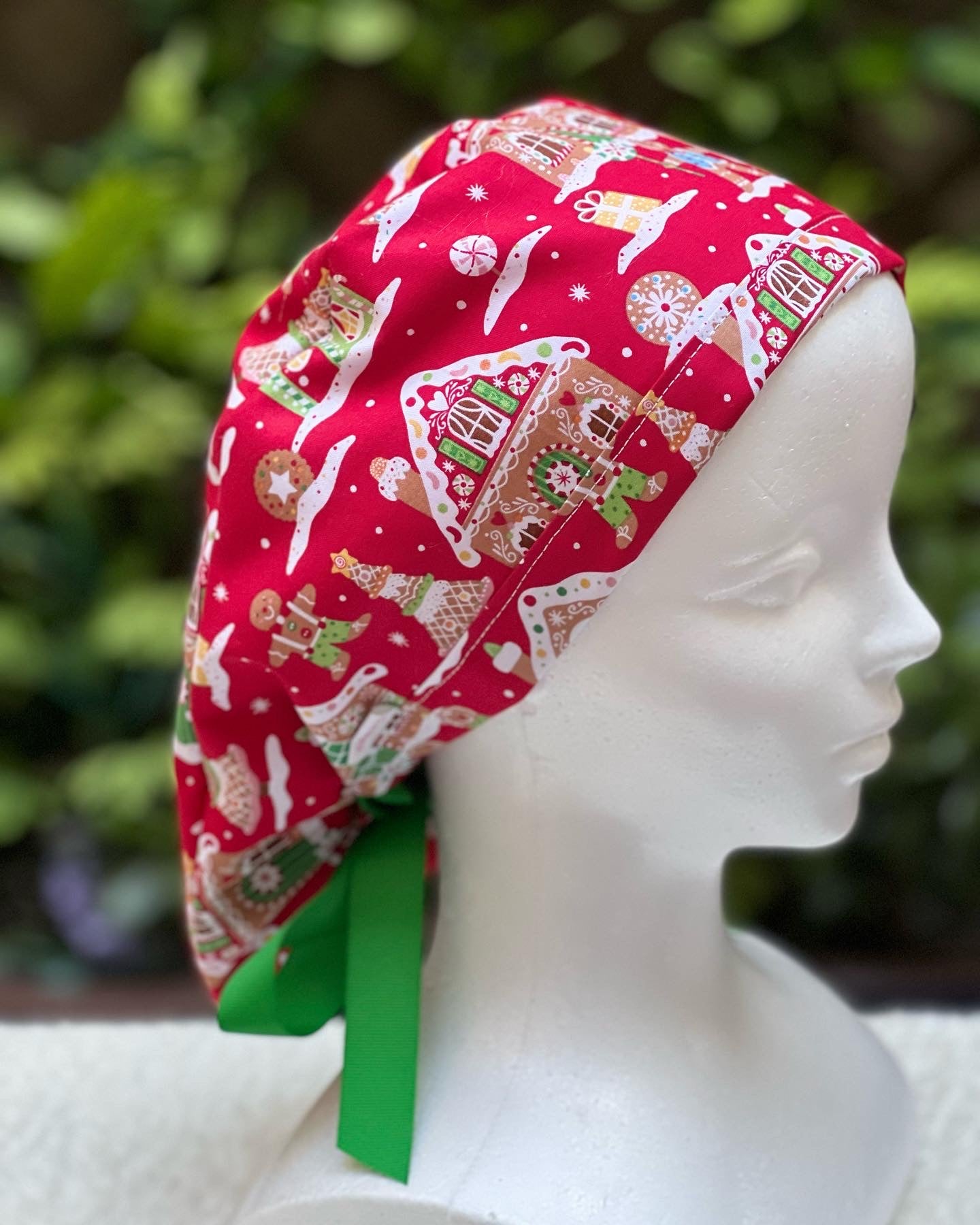 Gingerbread ponytail scrub cap