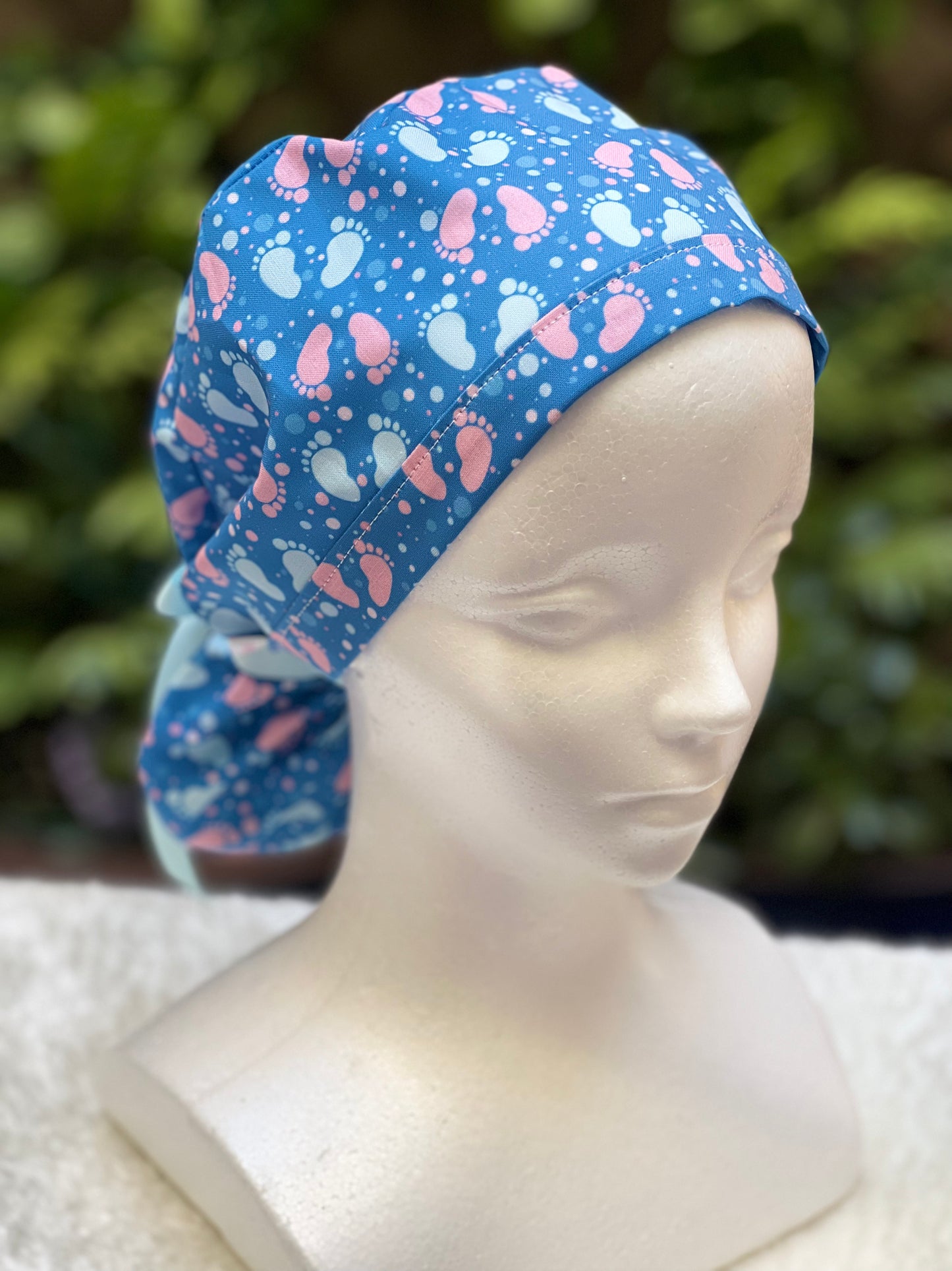 Baby Footprints  Ponytail Scrub Cap