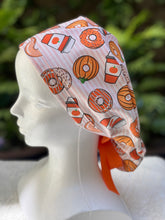 Load image into Gallery viewer, Pumpkin Spice Latte Ponytail scrub cap
