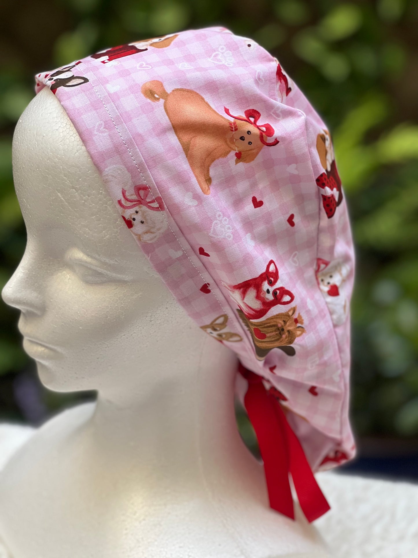 Cute puppy Valentines scrub cap