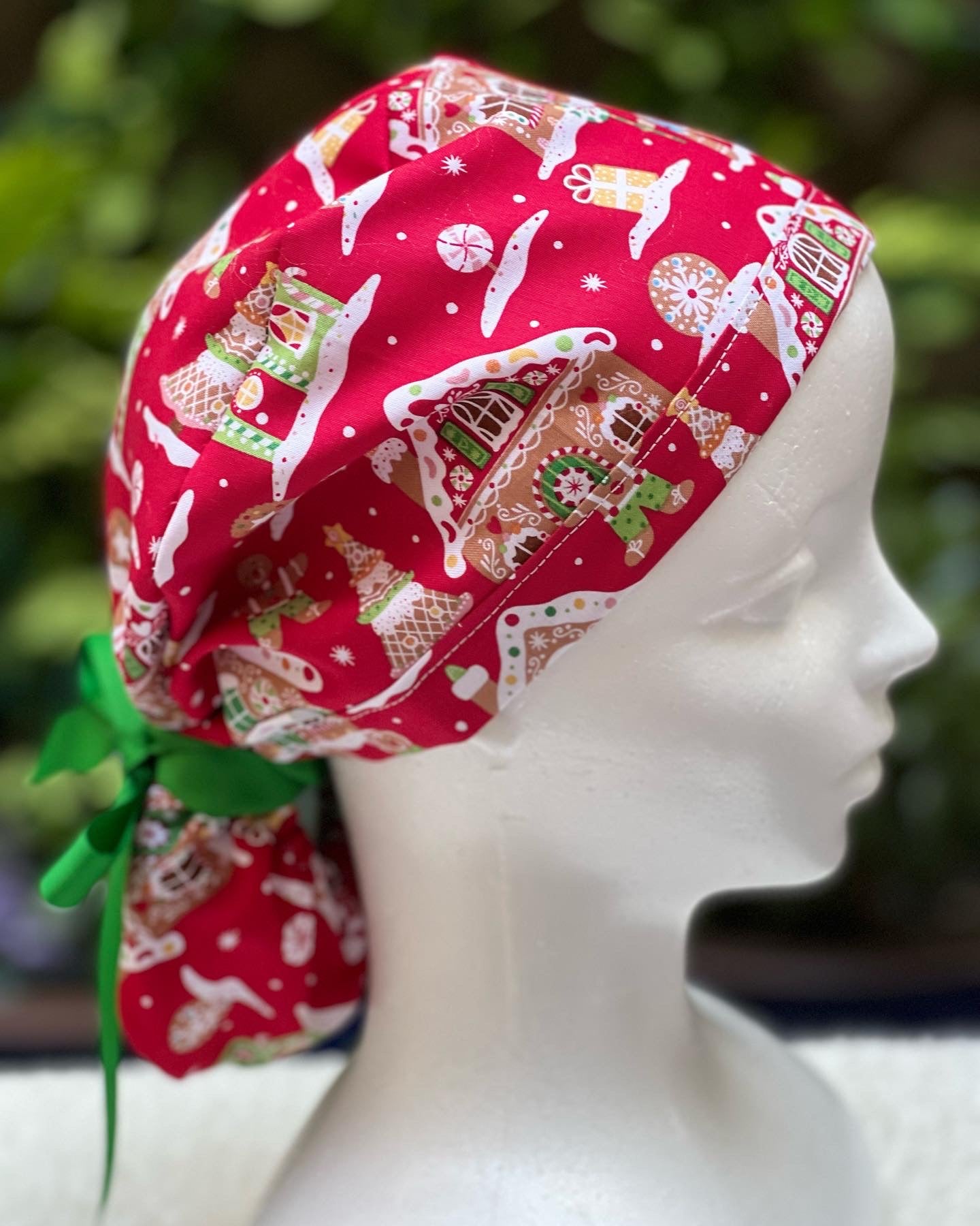 Gingerbread ponytail scrub cap