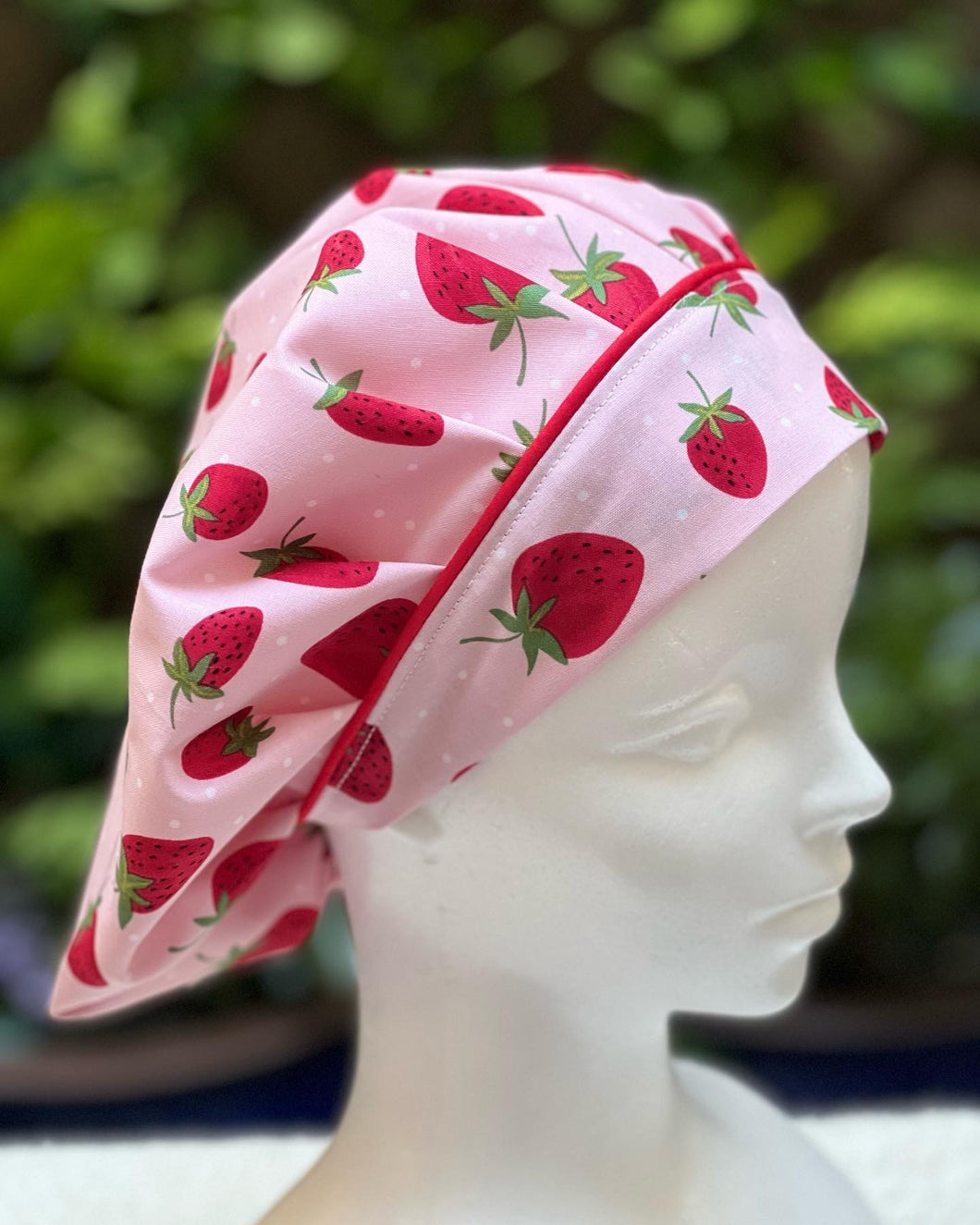 Strawberry bouffant cap