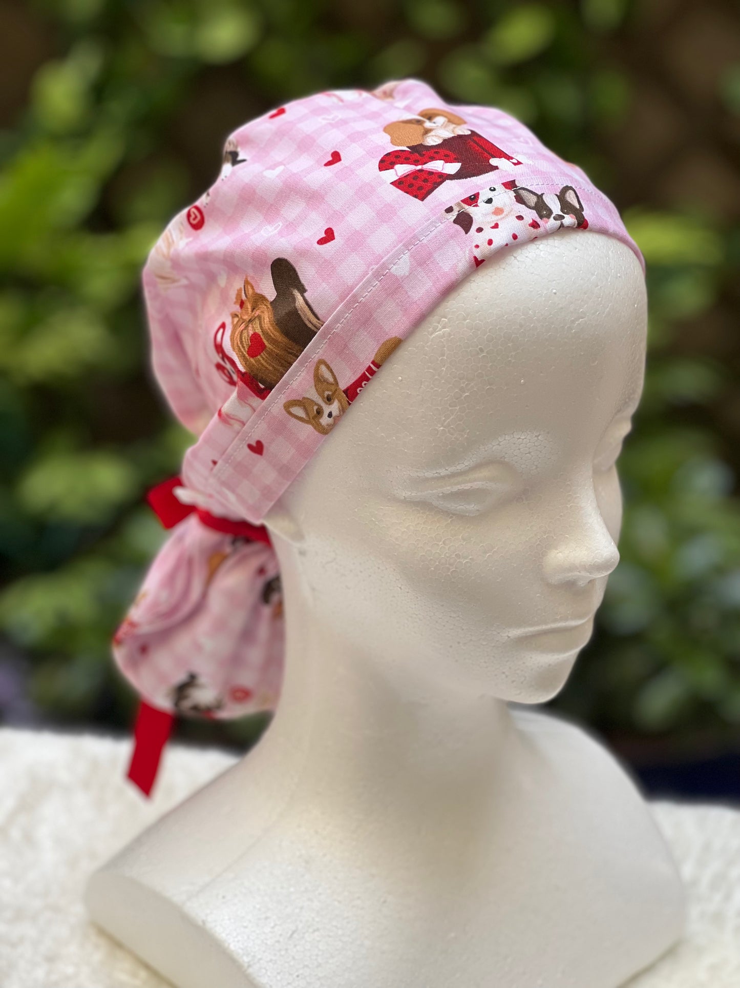 Cute puppy Valentines scrub cap