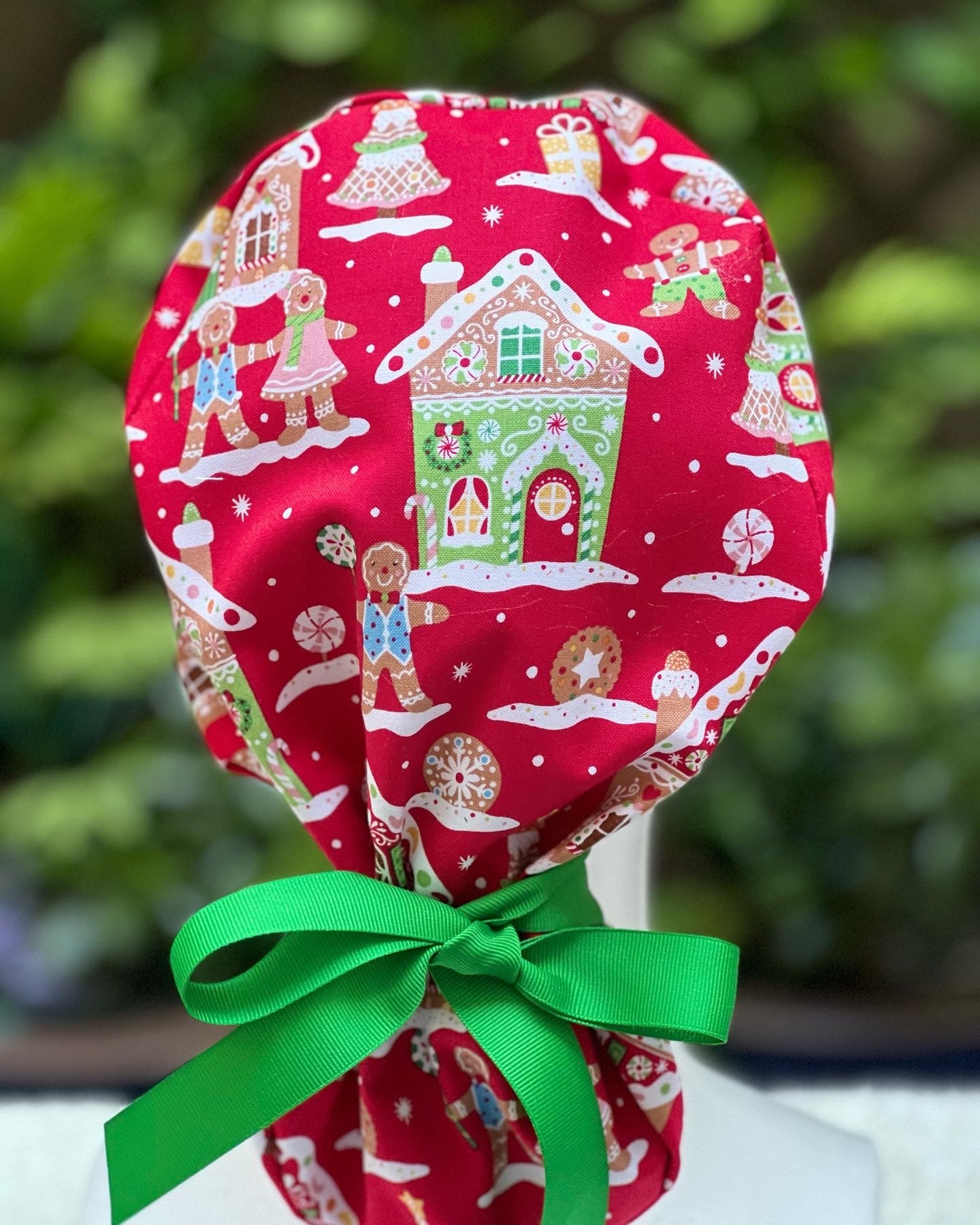 Gingerbread ponytail scrub cap