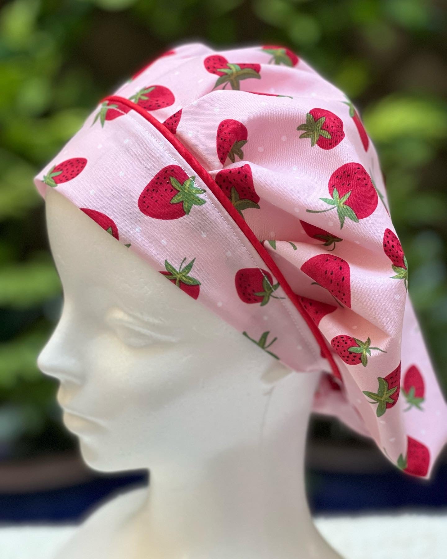 Strawberry bouffant cap