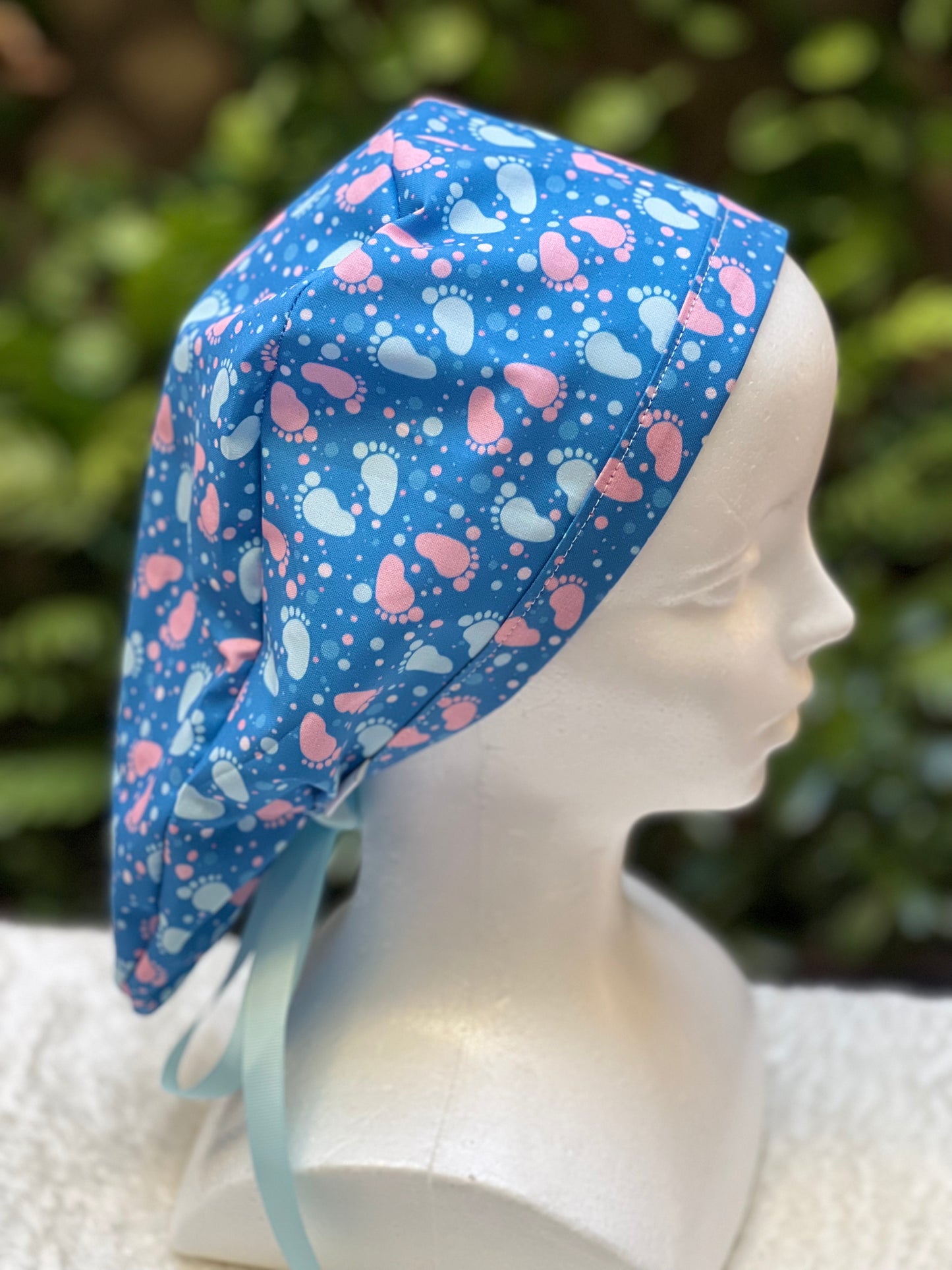 Baby Footprints  Ponytail Scrub Cap