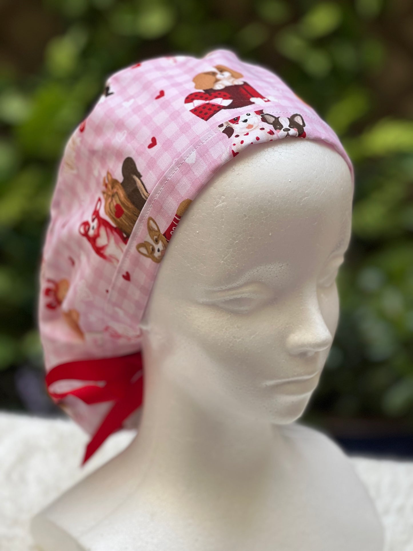Cute puppy Valentines scrub cap