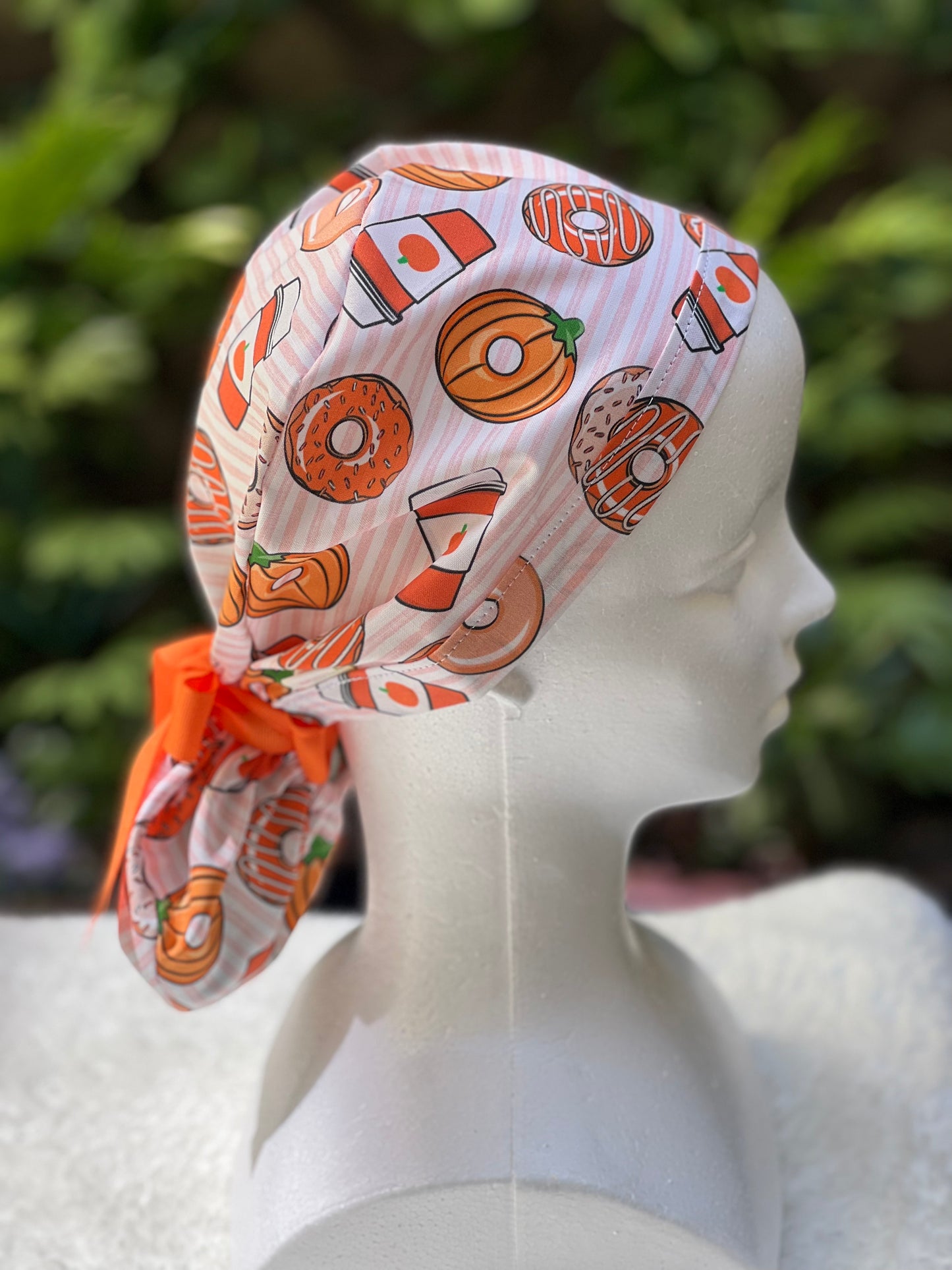 Pumpkin Spice Latte Ponytail scrub cap
