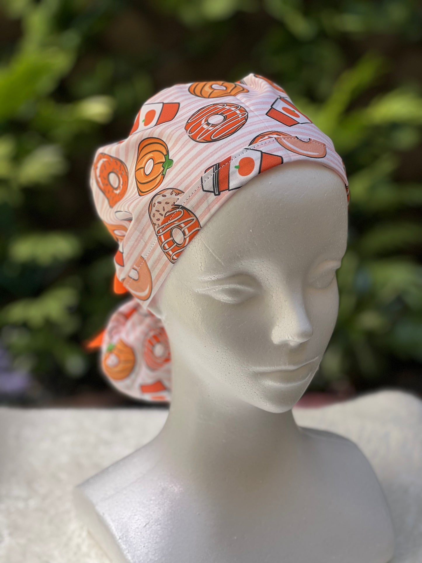 Pumpkin Spice Latte Ponytail scrub cap