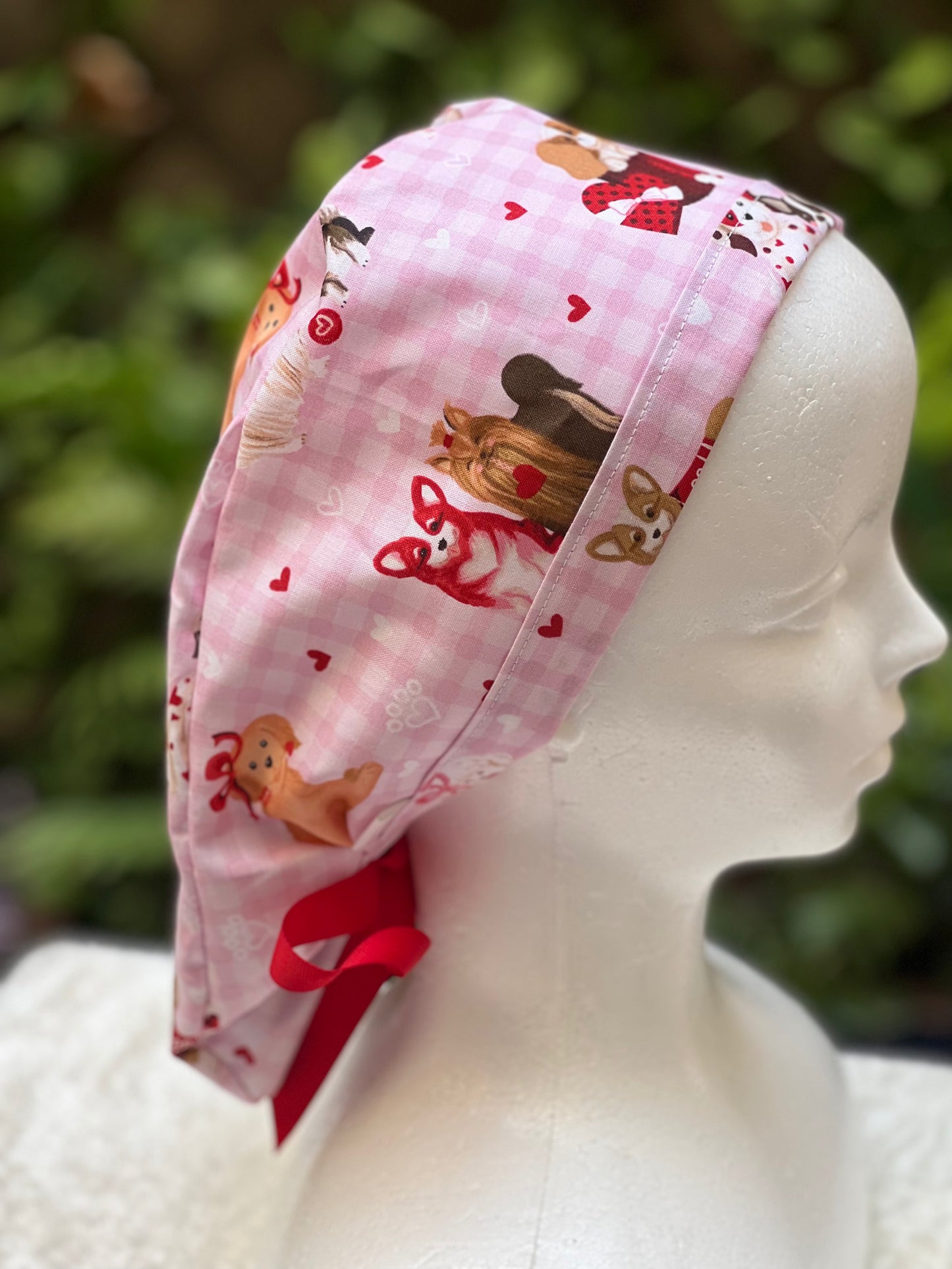 Cute puppy Valentines scrub cap