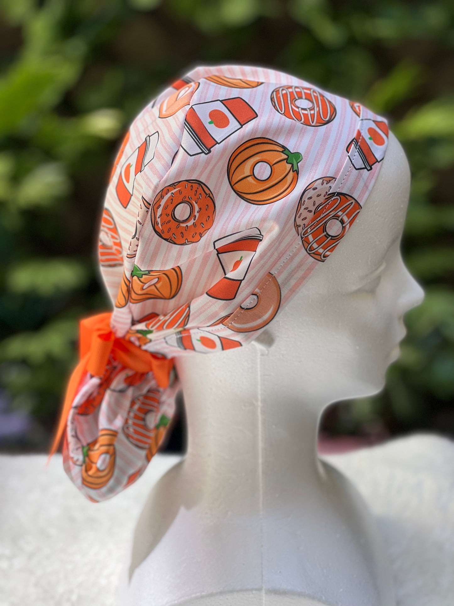 Pumpkin Spice Latte Ponytail scrub cap