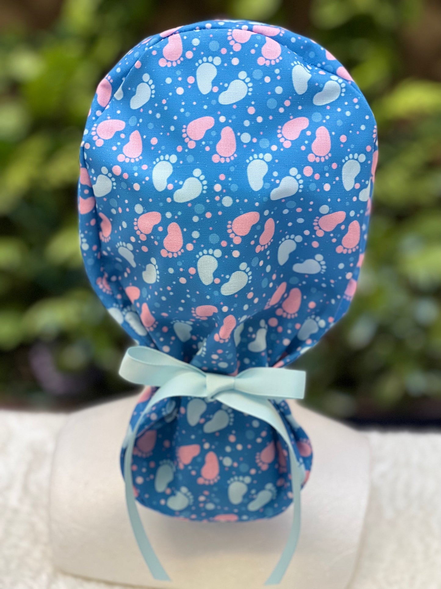 Baby Footprints  Ponytail Scrub Cap