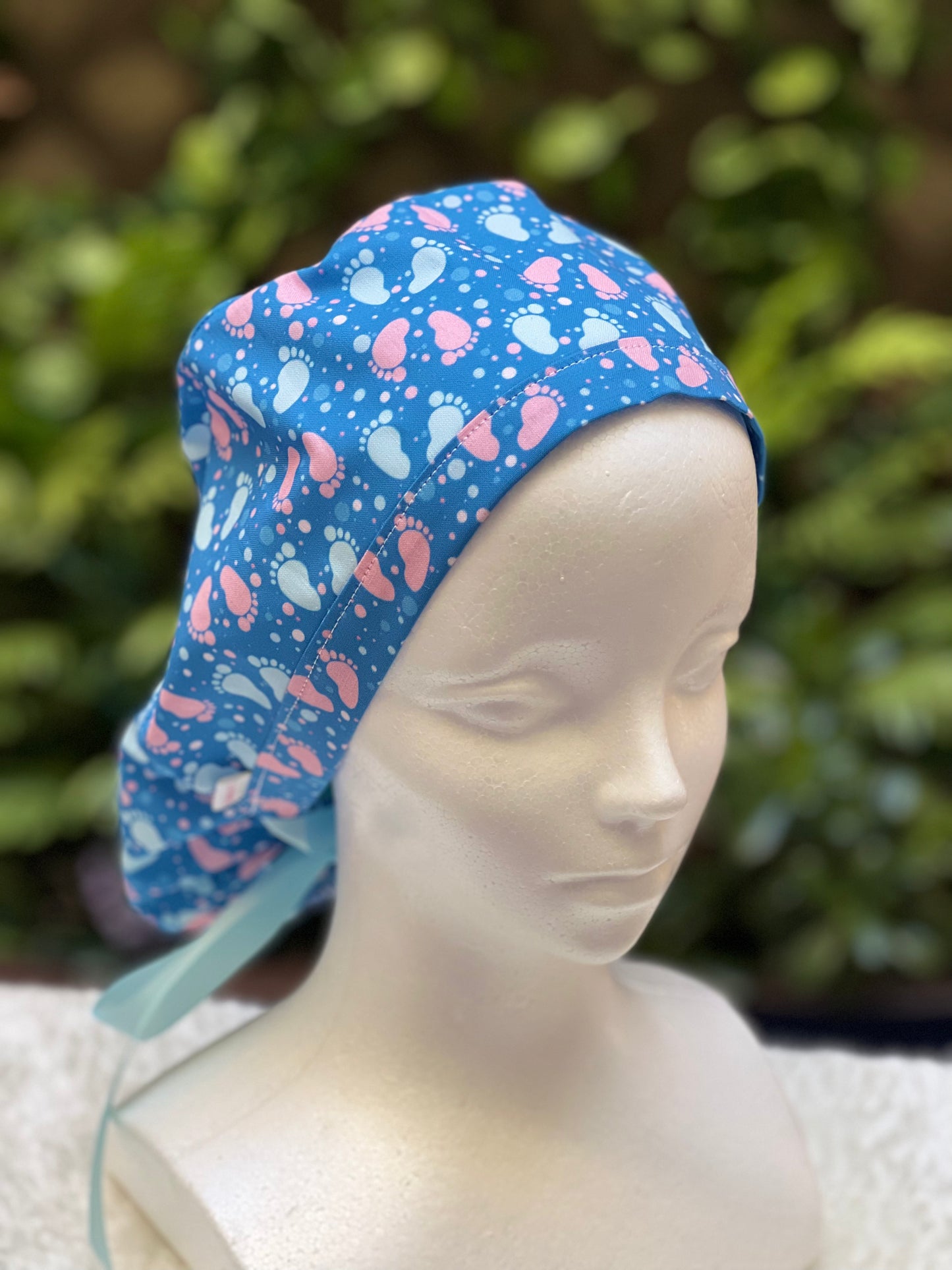 Baby Footprints  Ponytail Scrub Cap